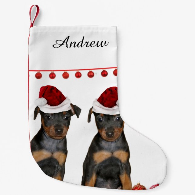 Zwergpinscher Kleiner Weihnachtsstrumpf (Vorderseite)