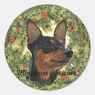 Zwergpinscher-Kranz Runder Aufkleber