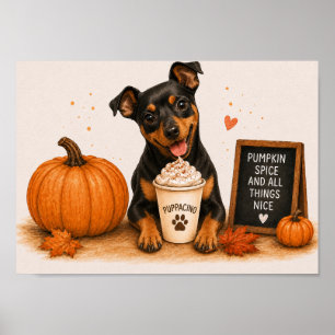 Zwergpinscher lädt zum Kürbisgewürz A4 ein Poster