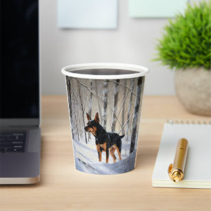 Zwergpinscher Lass es schneien Weihnachten Pappbecher