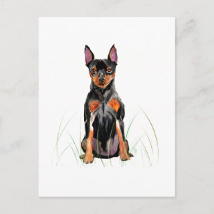 Zwergpinscher Postkarte, Min Pin Postkarte
