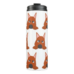 Zwergpinscher Rost schaut Cartoon Thermosbecher