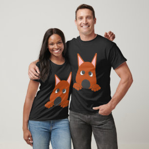 Zwergpinscher Rost Spähender Cartoon T-Shirt