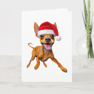 Zwergpinscher Santa Hut Weihnachten Hund Min Pin