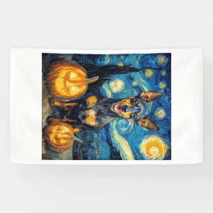 Zwergpinscher Süßer Hund Halloween Jack O Lante Banner