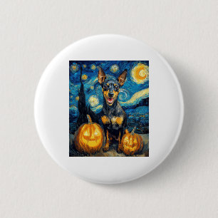Zwergpinscher Süßer Hund Halloween Kürbis Button