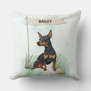 Zwergpinscher Wasserfarbe Personalisierter Hund Kissen