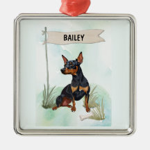 Zwergpinscher Wasserfarben personalisierter Hund