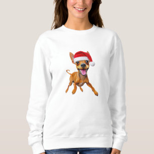 Zwergpinscher Weihnachtsmann Hut Weihnachten Hund Sweatshirt