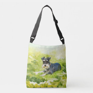 Zwergschnauzer-Aquarell-Digital-Kunst Tragetaschen Mit Langen Trägern