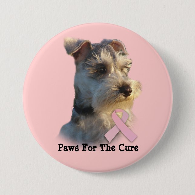 Zwergschnauzer-Brustkrebs-Knopf Button (Vorderseite)