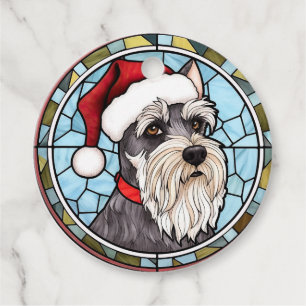 Zwergschnauzer Buntglas Weihnachten Geschenkanhänger