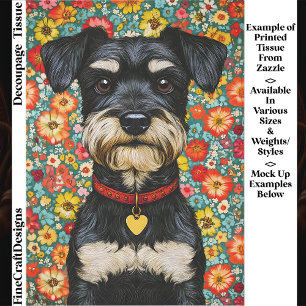 Zwergschnauzer Hund, Bunt EX2 Decoupage Seidenpapier