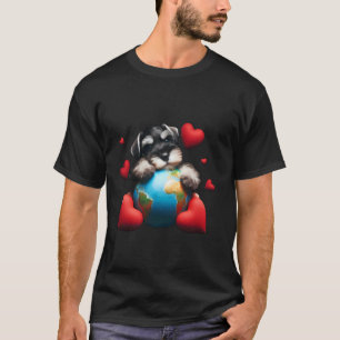 Zwergschnauzer Hund Erdtags Umarmung Besitzer Plan T-Shirt