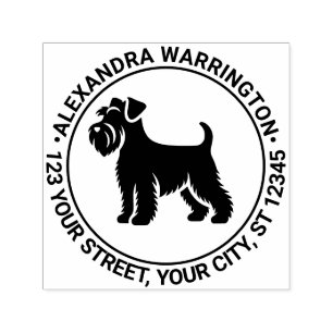 Zwergschnauzer Hund Stehend Sil Name Rück Adresse Permastempel