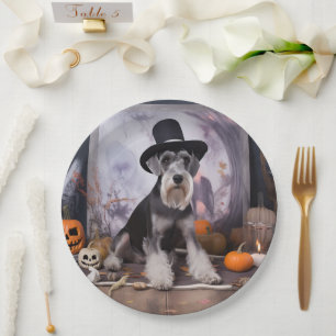 Zwergschnauzer Kürbisse Halloween Gruselig Pappteller