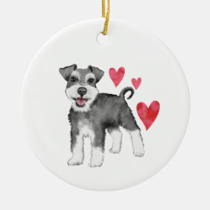 Zwergschnauzer personalisiert mit Namen Jahr Keramik Ornament