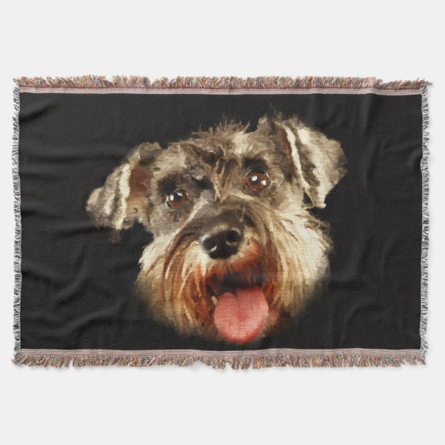 Zwergschnauzer-Porträt-Aquarell Decke (Vorderseite)