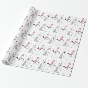Zwergschnauzer und Schneemann Geschenkpapier