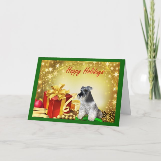 Zwergschnauzer-Weihnachtskarten-Geschenke Feiertagskarte (Vorderseite)