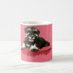 Zwergschnauzer-Welpen-Aquarell-Digital-Kunst Kaffeetasse