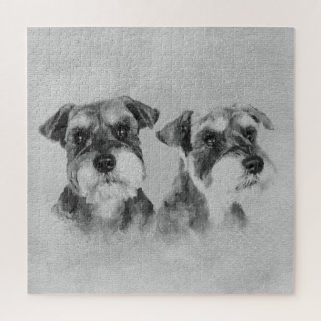 Zwergschnauzergrayscale-Digital-Kunst (Vertikal)