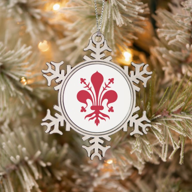 Zwergschneeflocken mit florentinischer Flagge Schneeflocken Zinn-Ornament (Baum)