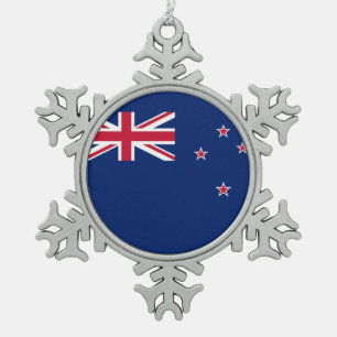 Zwergschneeflocken mit Neuseeländischer Flagge Schneeflocken Zinn-Ornament