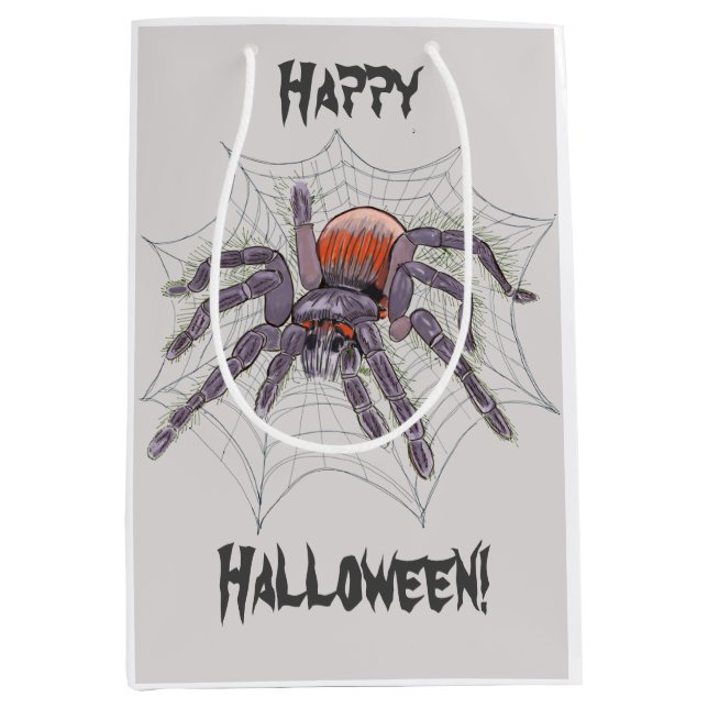 Zwergspinne im WebHalloween-Tintenfisch Mittlere Geschenktüte (Vorderseite)