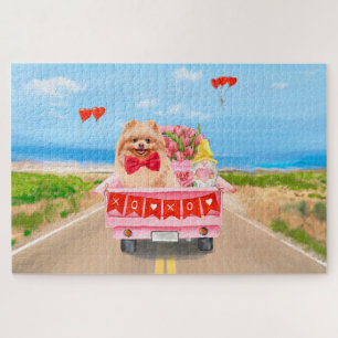 Zwergspitz-Hund Valentinstag LKW Herzen