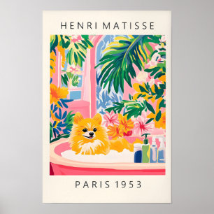 Zwergspitz in der Badewanne, Hunde-Kunst-Druck, Ro Poster