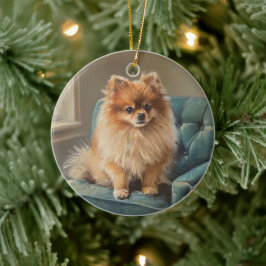 Zwergspitz Keramik Ornament