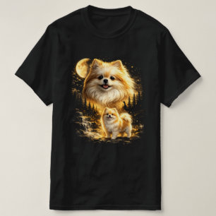Zwergspitz lächelt zum Mond T-Shirt