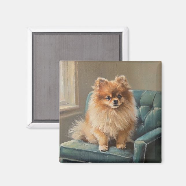 Zwergspitz Magnet (Vorderseite/Rückseite)