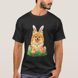 Zwergspitz mit Hasenohren Ostereier Lustiges Fest T-Shirt