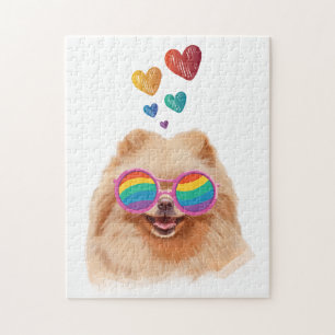 Zwergspitz mit Herzen Valentinstag