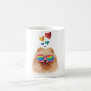 Zwergspitz mit Herzen Valentinstag Kaffeetasse