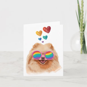 Zwergspitz mit Herzen Valentinstag Karte