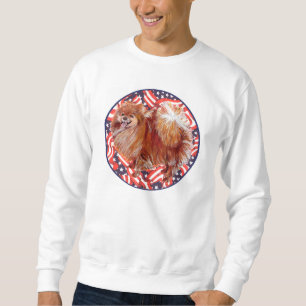 Zwergspitz Rot Weiß & Blau Sweatshirt