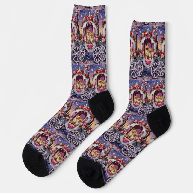 Zwergspitz Valentinstag  Socken (Linkes Detail)