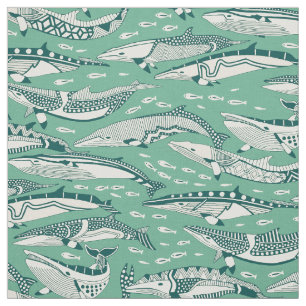 Zwergwale dunkles Teal-Peppermint Stoff