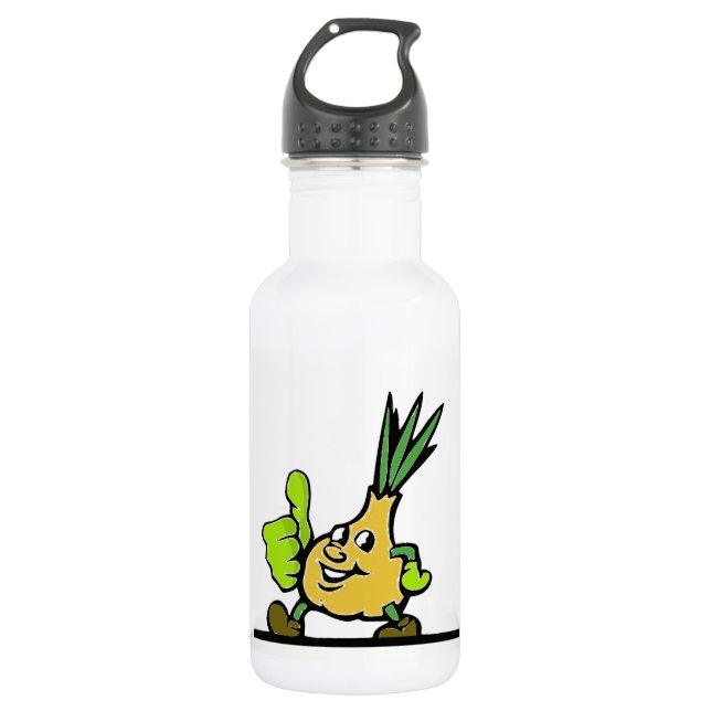 Zwiebel mit Daumen nach oben Trinkflasche (Vorderseite)