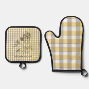 Zwiebel und Knoblauch Küche Gelb Beige Ofenhandschuh & Topflappen-Set