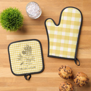 Zwiebel und Knoblauch Küchen Orange Ofenhandschuh & Topflappen-Set