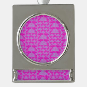 Zwiebelblumen und Zweige Rosen Banner-Ornament Silber