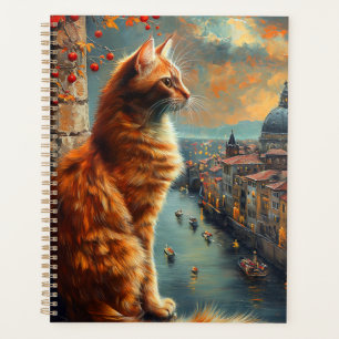 Zwielicht in Venedig Rote Katze an einem Kanal Planer