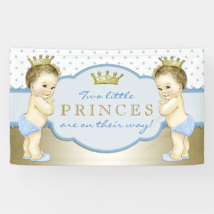 Zwilling Jungen Prinz Baby Shower Banner