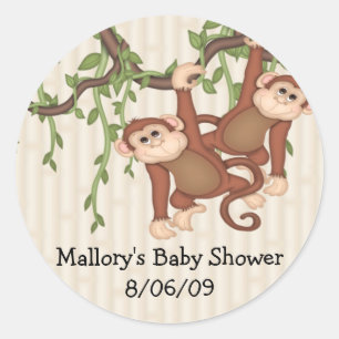 Zwilling Monkeys Babyparty Runder Aufkleber