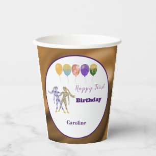 Zwillinge 1. Geburtstag Goldfolie Elegantes Sternz Pappbecher