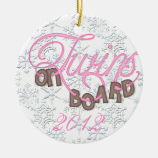 Zwillinge an Bord der Weihnachtsverzierung Keramik Ornament